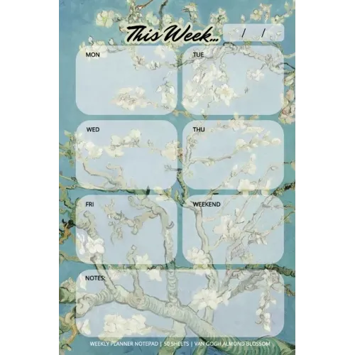 Weekly Planner Notepad: Van Gogh Almond Blossom, Daily Planning Pad for Organizing, Tasks, Goals, Schedule
