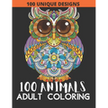 100 animals: Adult Coloring with Lions, Elephants, Owls, Fish, butterfly, tiger, Dogs, Cats, and Many More!